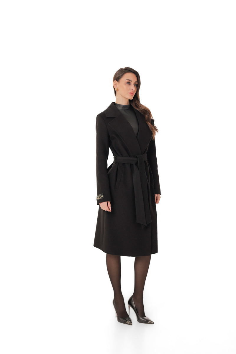 Black Cashmere Wool Blend Overcoat
