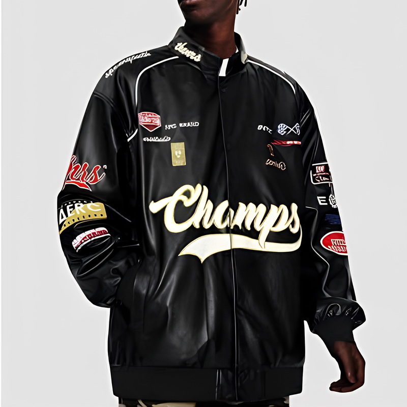 Oversized Faux Leather Racing Jacket | Unisex Racer