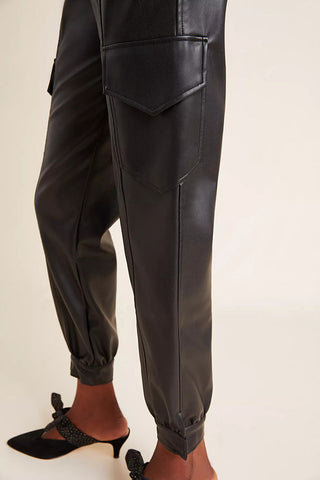 Imogen Women's Genuine Leather Slim Fit Pants Black