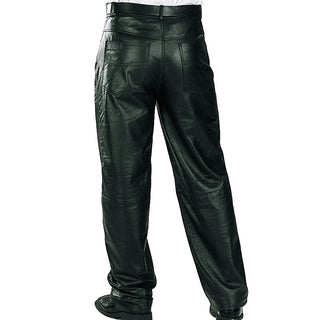 Elijah Men's Classic Leather Loose Fit Pants Black