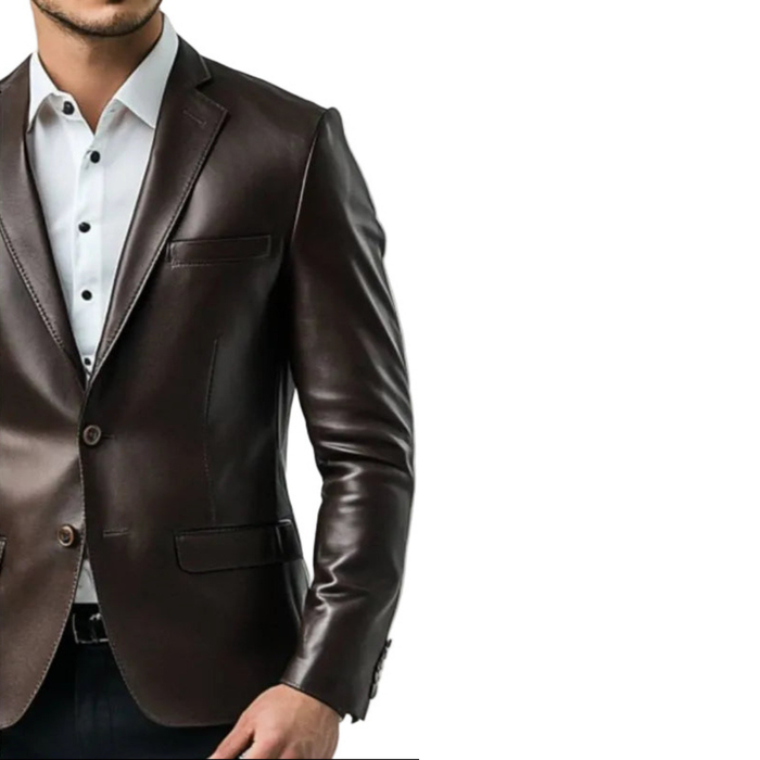 Finley Brown Leather Blazer - Leather Blazer for Men Brown