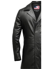 Men’s Black Long Leather Coat