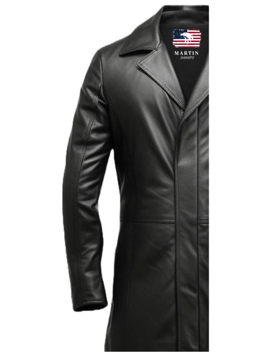 Men’s Black Long Leather Coat