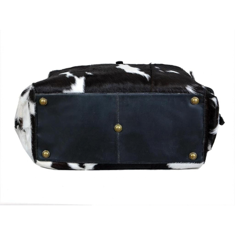 Black & White Cowhide Hair-On Leather Travel Bag