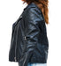 Lina Genuine Leather Biker Jacket For Women Zipper Closure Black