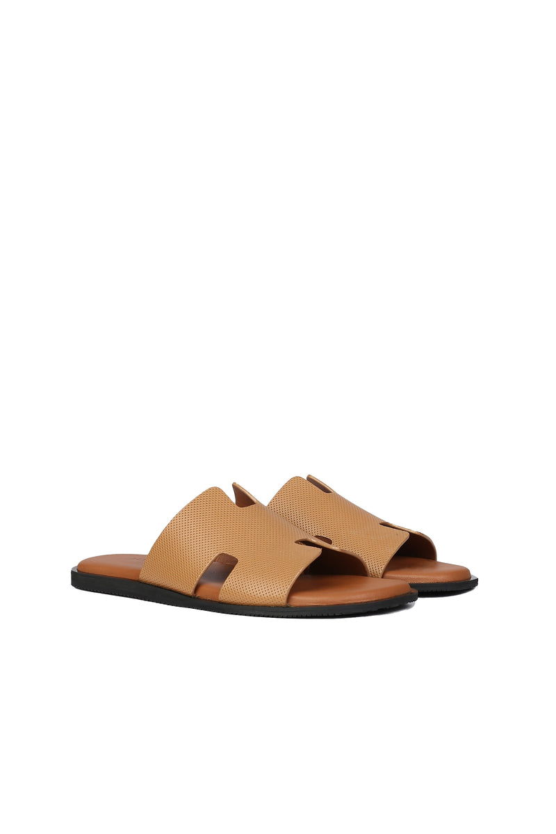 Wesley Men's H Dotted Style Leather Slipper