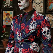 Men's Halloween Sugar Skull Blazer & Tie Set