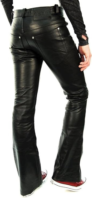 Sebastian Men's Real Leather Tight Pants Black