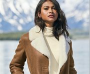 Women’s Camel Brown B3 Shearling Pilot Leather Aviator Jacket