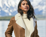 Women’s Camel Brown B3 Shearling Pilot Leather Aviator Jacket