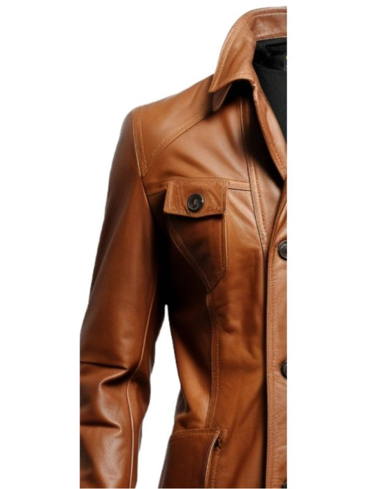 Vintage Brown Women’s Leather Long Coat
