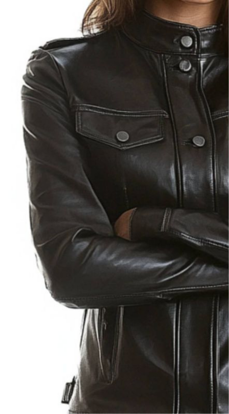 Isabella Women’s Black Leather Jacket