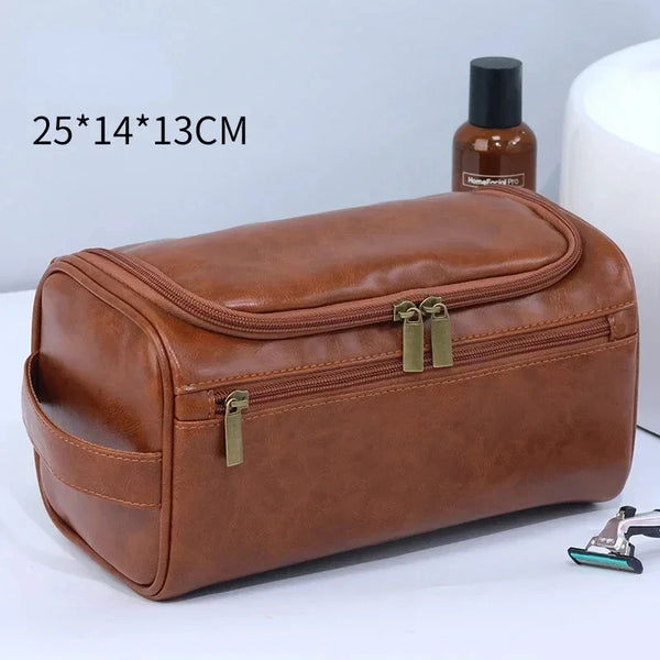 PU Leather Toiletry Bag for Men & Women – Hanging Travel Dopp Kit Organizer