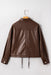 Faux Leather Drawstring Hem Jacket Women Utility Pocket Relaxed Fit