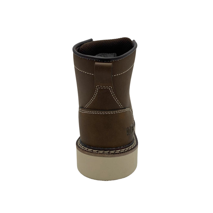 Kids' Brown Moc-Toe Boot — Classic Wedge Outsole