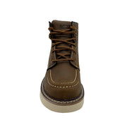 Kids' Brown Moc-Toe Boot — Classic Wedge Outsole