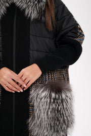 Silver Fox Wool Cashmere Coat with Detachable Fur