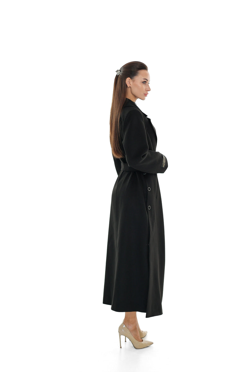 Black Cashmere Blend Coat for Women