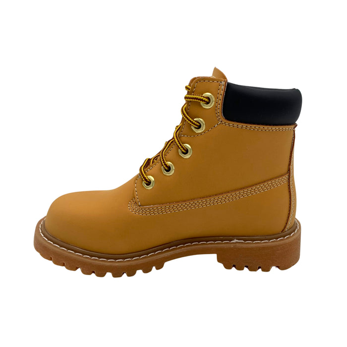 Kids' Tan Work Boot with Padded Collar & Lug Outsole