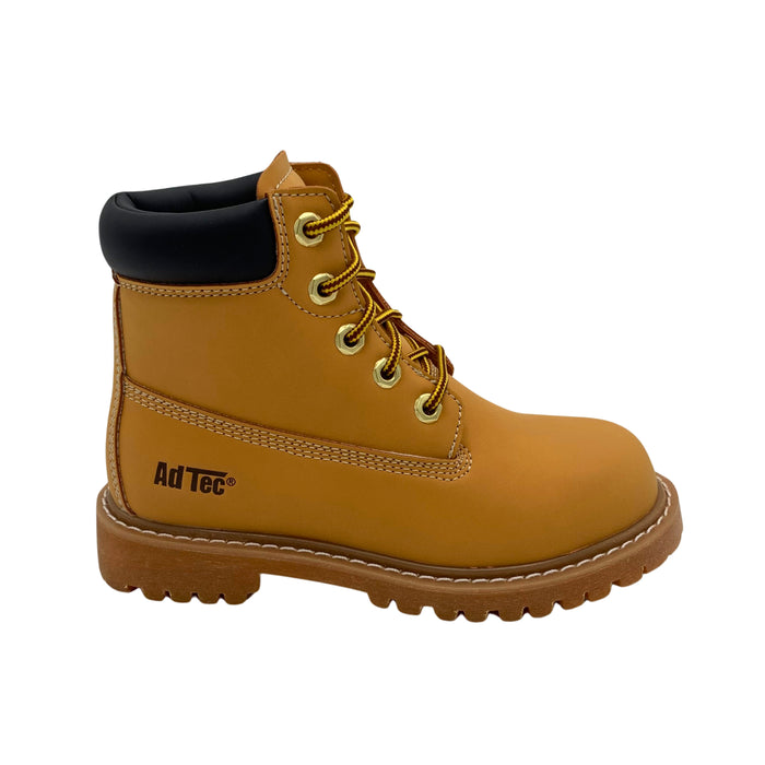 Kids' Tan Work Boot with Padded Collar & Lug Outsole