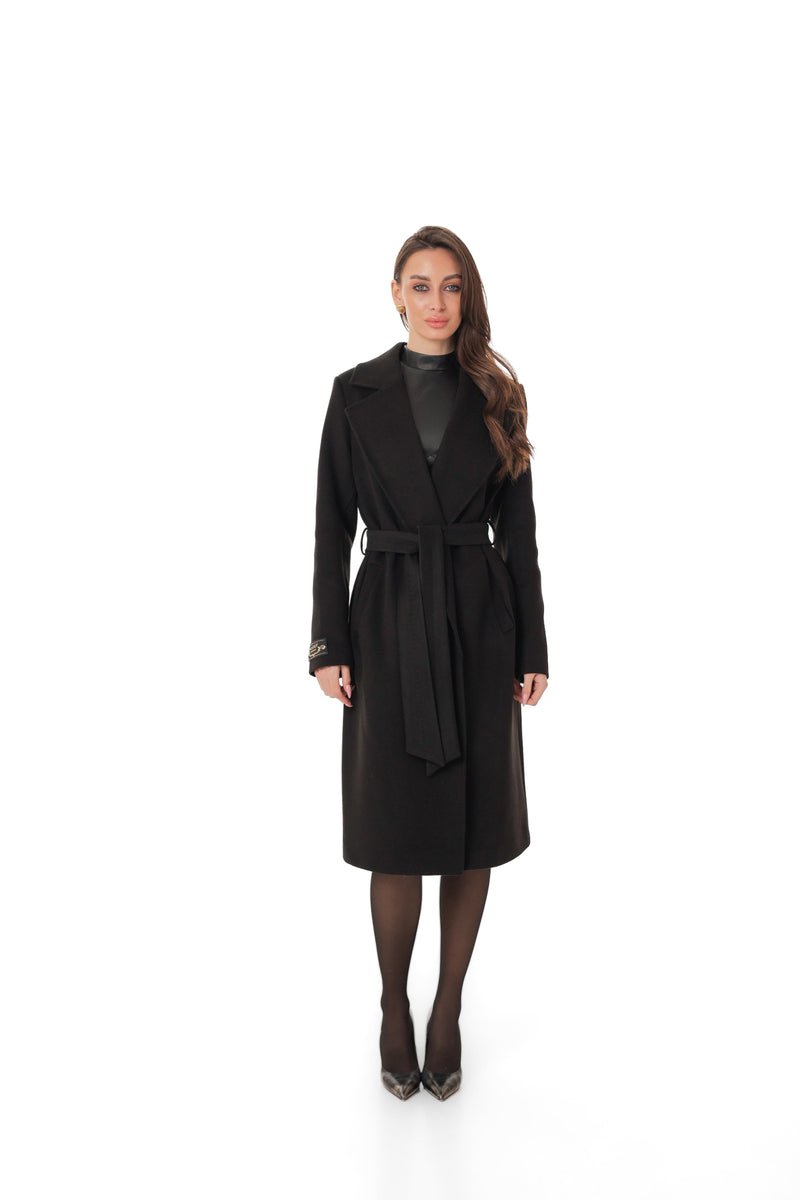 Black Cashmere Wool Blend Overcoat
