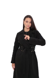 Justine Black Cashmere Blend Overcoat – 100 cm