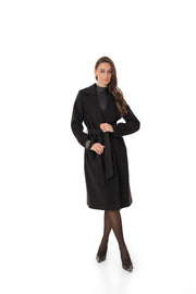 Black Cashmere Wool Blend Overcoat