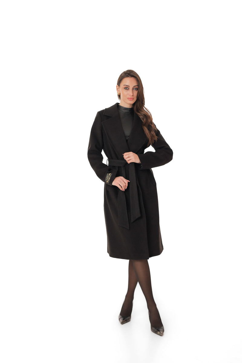 Black Cashmere Wool Blend Overcoat