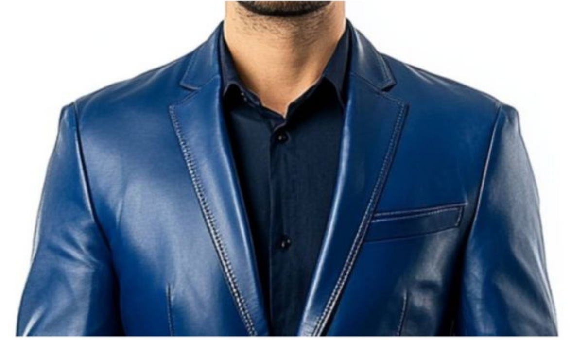 Archie Blue Leather Blazer – Leather Blazer for Men