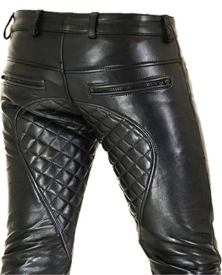 Harrison Men's Real Leather Quilted Pants Black