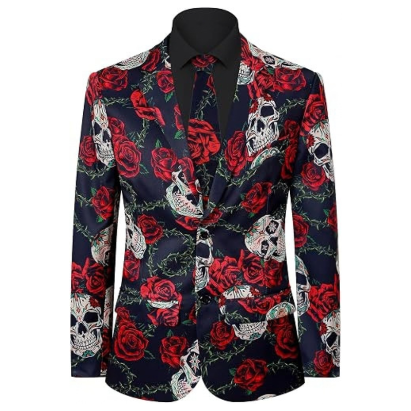 Men's Halloween Sugar Skull Blazer & Tie Set