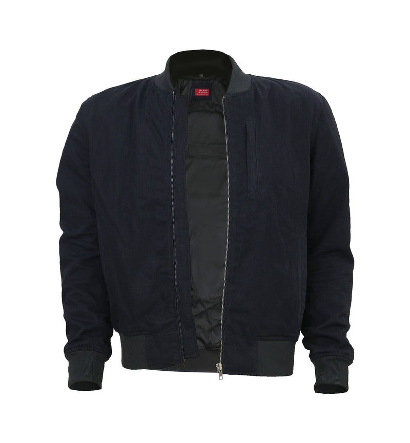Burak Men’s Denim Safety Padded Motorcycle Bomber Jacket
