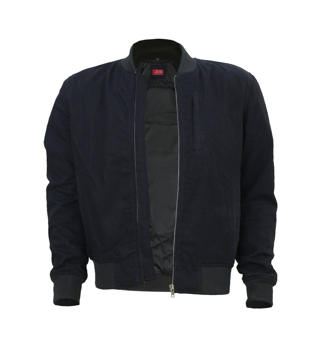 Burak Men’s Denim Safety Padded Motorcycle Bomber Jacket