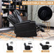 Power Recliner Chair Set of 3 – Black Leather with USB Ports & Cup Holders