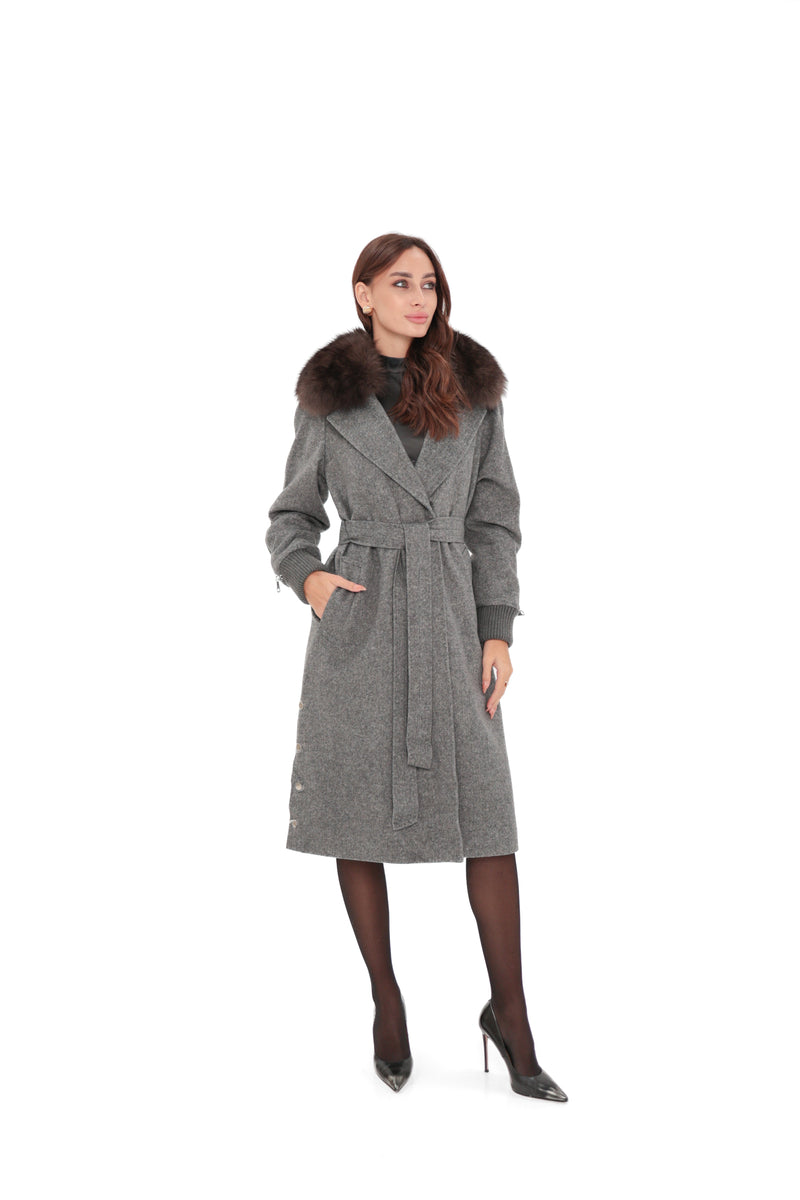 Genuine Polar Fox Wool Coat