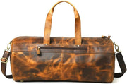 Full Grain Buffalo Leather Duffle Bag – 24" Vintage Brown Travel Weekender