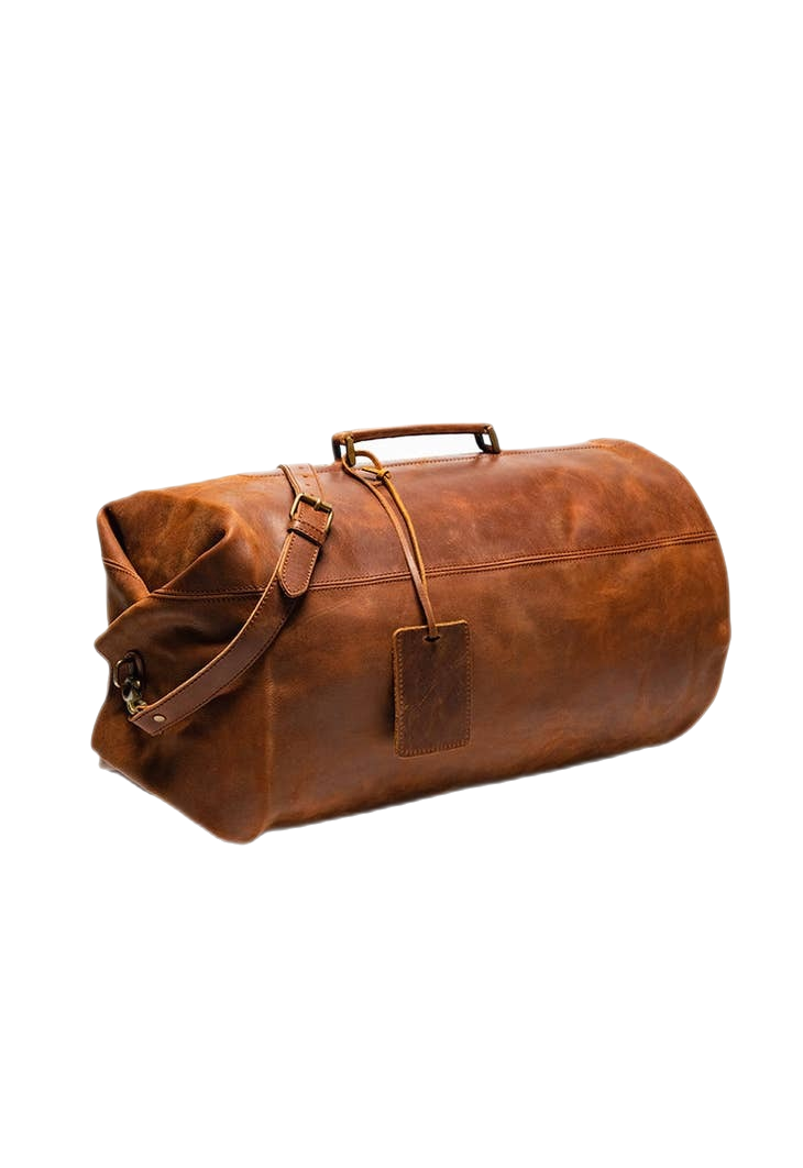 Nicole Military Leather Duffle Bag Tan