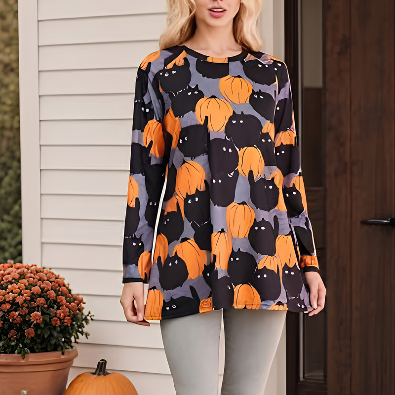 Women's Loose Fit Long Sleeve Tunic Top