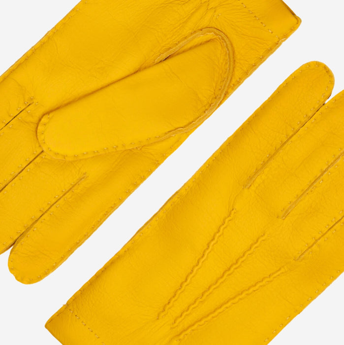 Matteo (yellow) - Italian gloves made of American deerskin leather with cashmere lining