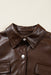 Faux Leather Drawstring Hem Jacket Women Utility Pocket Relaxed Fit