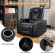 Power Recliner Chair Set of 3 – Black Leather with USB Ports & Cup Holders