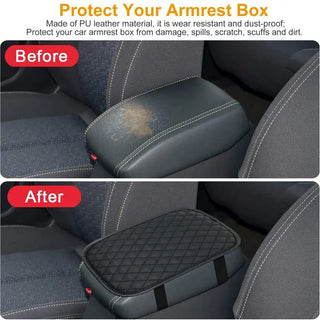 Car Armrest Pad Cover PU Leather Center Console Cushion Anti-Slip