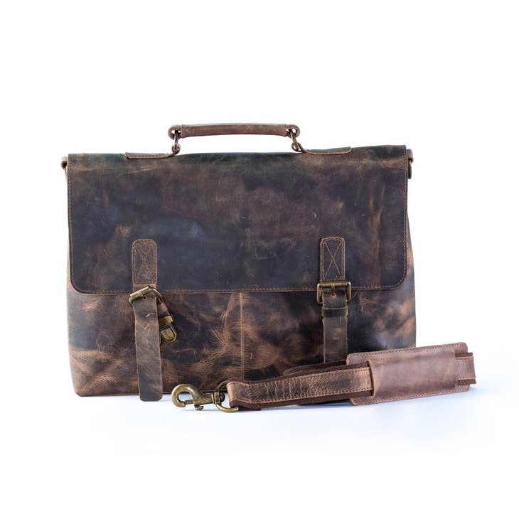 Raymond Vintage Retro Buffalo Leather Briefcase Brown – Inland Leather Co