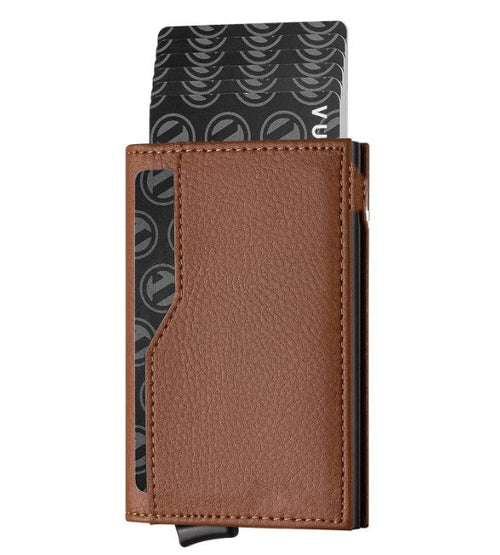 RFID Blocking Leather Credit Card Case 💳🖤 Double ID Window Wallet
