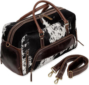 22" – Brown & White Hair-On-Hide Travel WeekenderWeekender