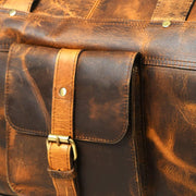 Full Grain Buffalo Leather Duffle Bag – 24" Vintage Brown Travel Weekender