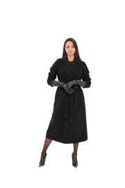 Justine Black Cashmere Blend Overcoat – 100 cm