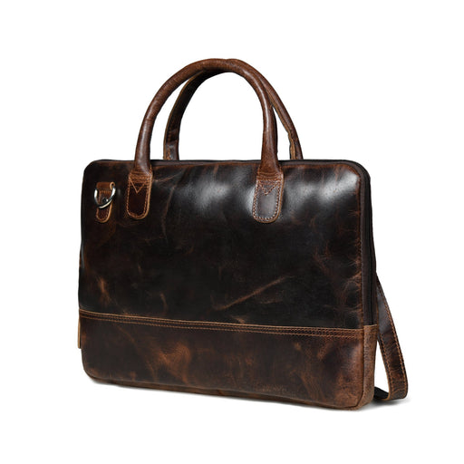 Modernist Dark Brown Buffalo Leather Laptop Bag