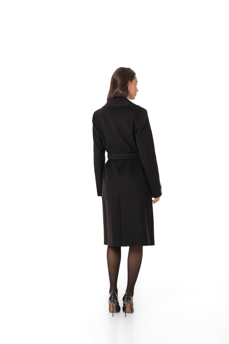 Black Cashmere Wool Blend Overcoat