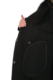 Justine Black Cashmere Blend Overcoat – 100 cm